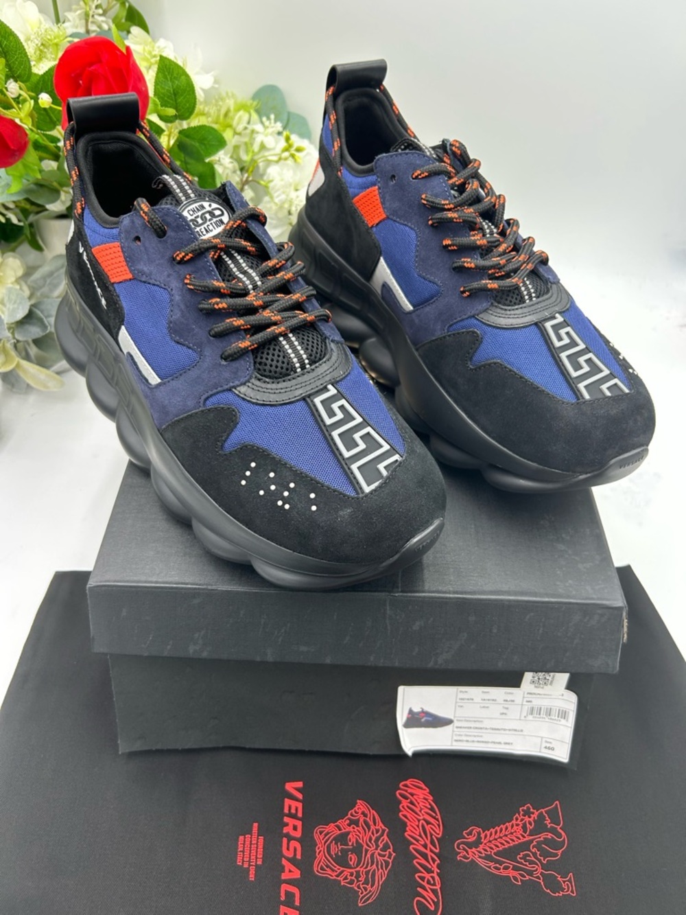 Men's Versace "chain reaction"sneakers, suede/leather size 46 made in Italy